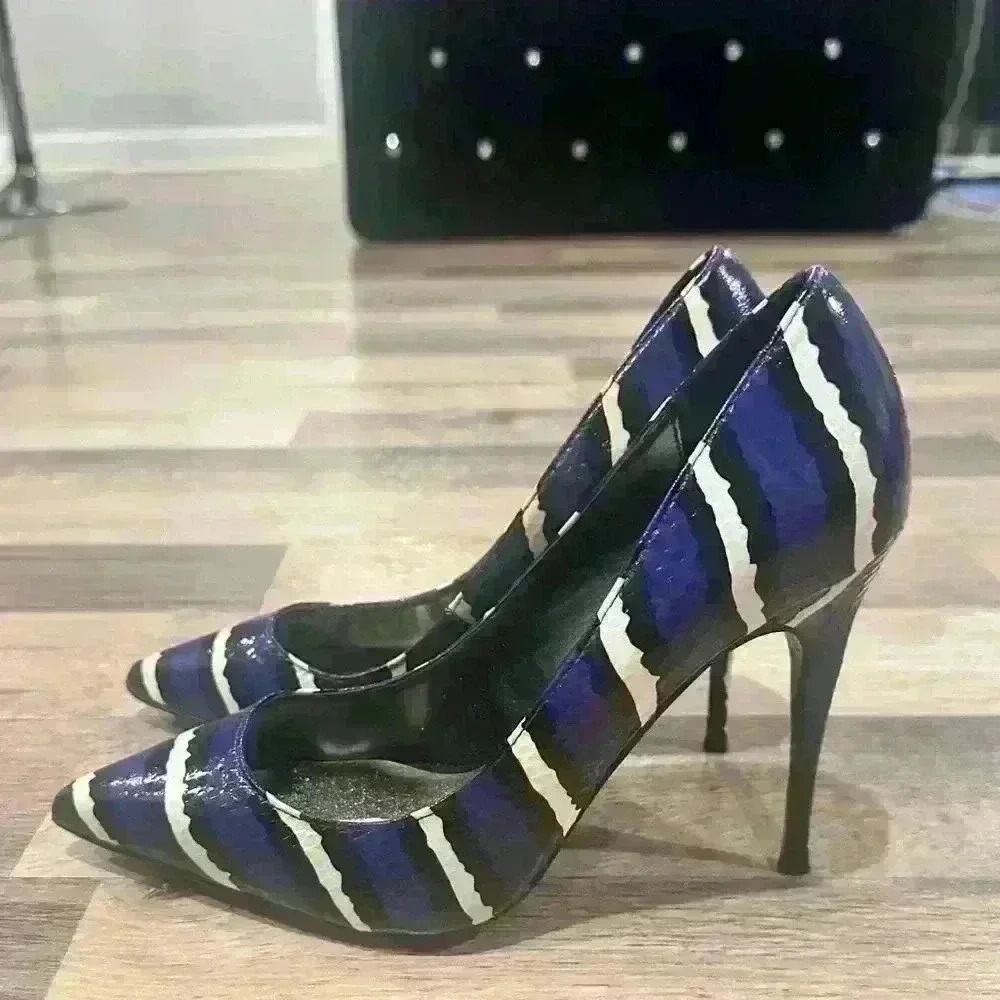 7.5 L- Elektrik heel shoes black/purple and white - Picture 1 of 7